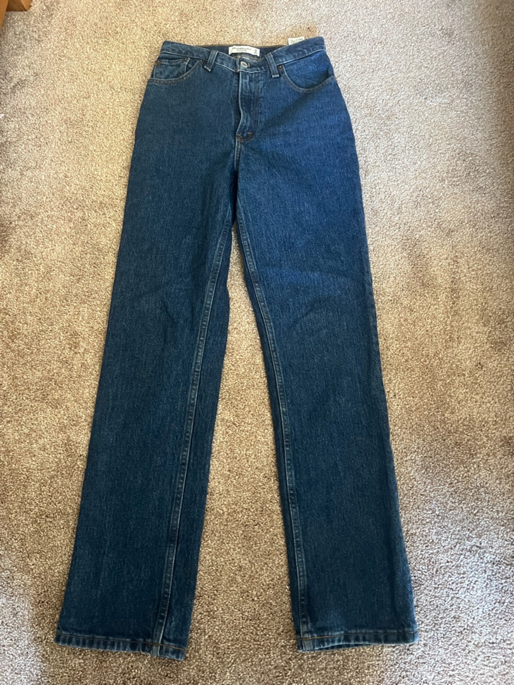 Abercrombie & Fitch Dark Blue 90s Straight Leg Ultra High Rise Women's Jeans